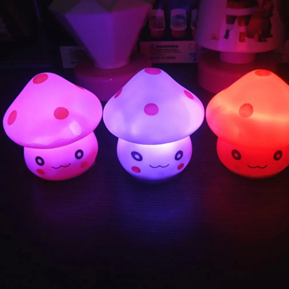 New Cute LED Mushroom Lamp Party Lights Soft Baby Child Sleeping Nightlight 7-Color Changing Mini Lamp NoveltyLuminous Toy Gift
