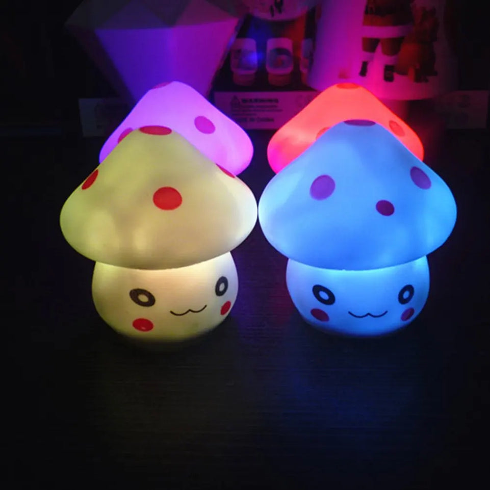 New Cute LED Mushroom Lamp Party Lights Soft Baby Child Sleeping Nightlight 7-Color Changing Mini Lamp NoveltyLuminous Toy Gift