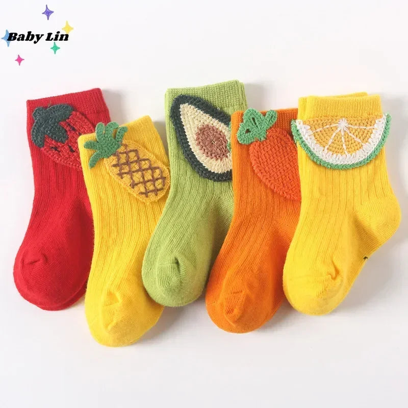 1 Pair Cotton Fruit Baby Socks Girls Boys To 7 Years Floor Cartoon Kids Toddlers Autumn Spring Newborn Kawaii Infant Gift Socks