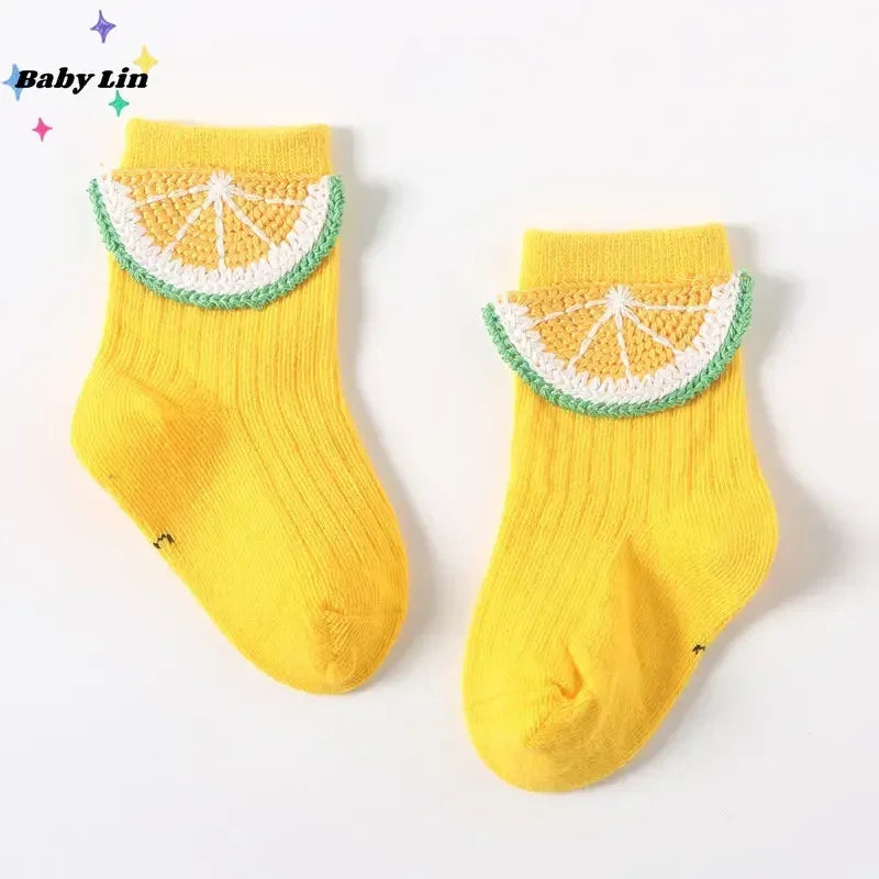 1 Pair Cotton Fruit Baby Socks Girls Boys To 7 Years Floor Cartoon Kids Toddlers Autumn Spring Newborn Kawaii Infant Gift Socks