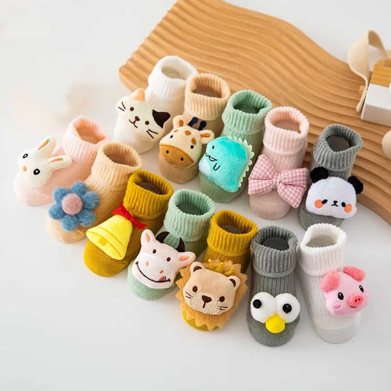 Baby Kids Toddler Anti-Slip Socks Spring Animal Infant Newborn Gift With Bells Home Floor Soft Cute Boots Baby Keep Warm Items