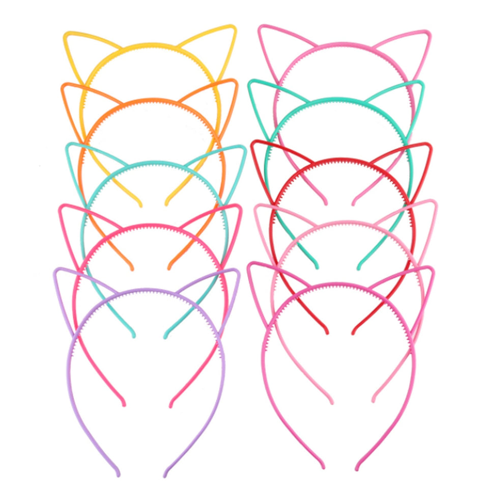 20/10PCS Wholesale Cat ears Headbands For Girls Plastic Cute Hair Hoop Candy Colors Sweet Baby Hairbands Hair Accessoires