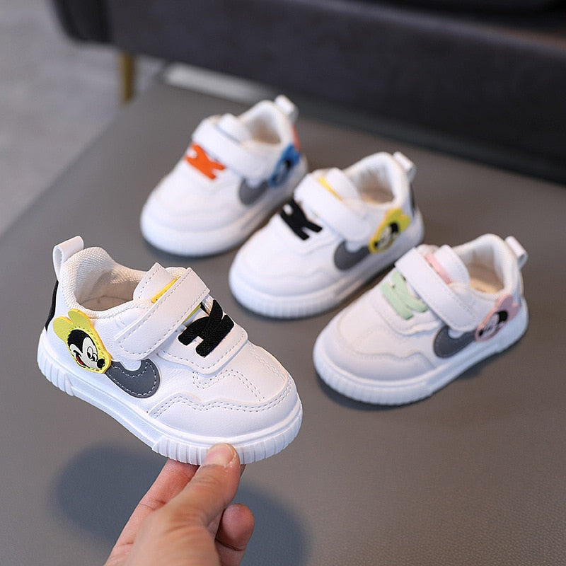 White Casual Shoes For Baby Boy Girl Brand Children Sneaker Mickey Mouse White Kids Sports Shoes Toddler Walking Shoes 0-3 Year