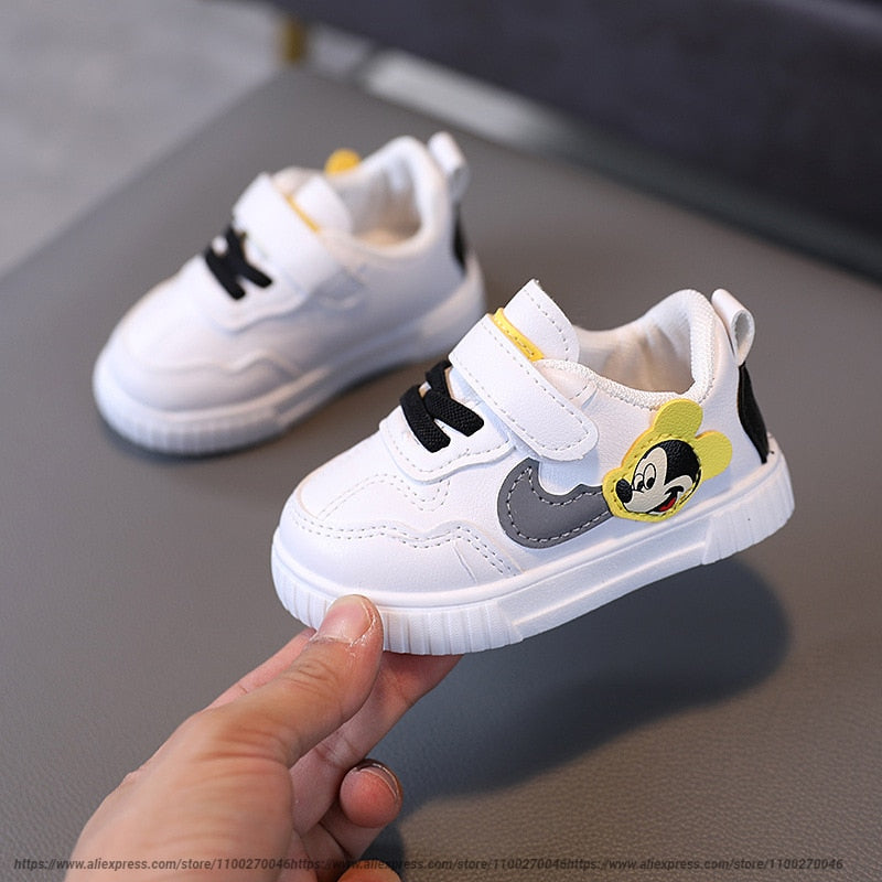 White Casual Shoes For Baby Boy Girl Brand Children Sneaker Mickey Mouse White Kids Sports Shoes Toddler Walking Shoes 0-3 Year