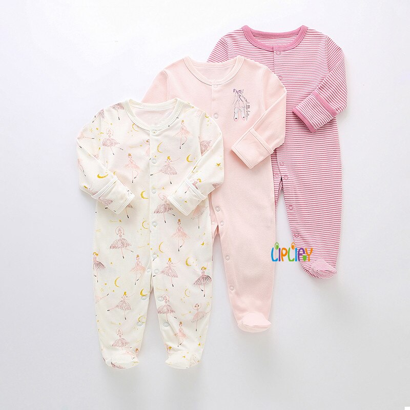 Baby Rompers 3pcs Flower Sleepsuit  Baby Girl Pajamas Newborn Boy Clothes Baby Girl Romper Infant Baby Jumpsuit Underwear Cotton